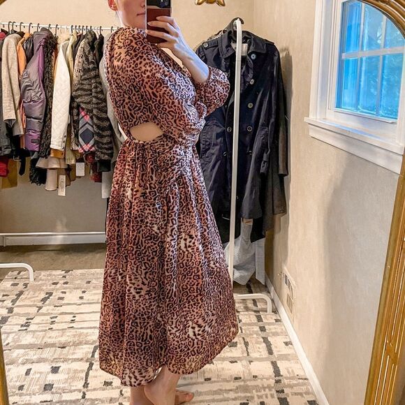 Anthropologie X Ranna Gill Leopard Print Midi Dress M - Picture 2 of 8